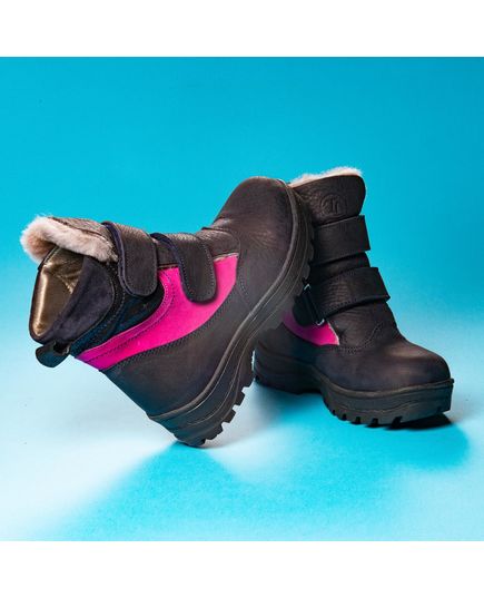 Зимові черевики для дівчаток Theo Leo темно-синього кольору, Колір: синій/рожевий, Розмір: 26, зображення 2