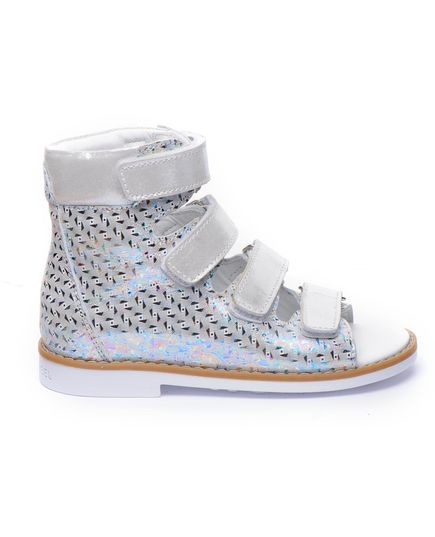 Ортопедичні босоніжки для дівчаток Theo Leo срібного кольору, Колір: срібний принт, Розмір: 24, зображення 5