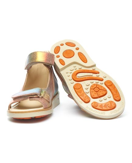 Босоніжки для дівчаток Theo Leo мікс кольорів, Колір: бежевий/золото, Розмір: 30, зображення 3