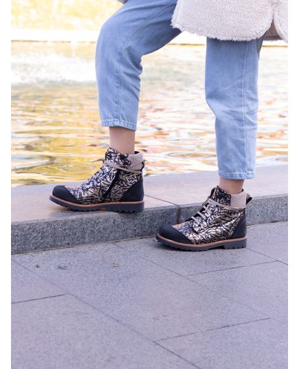 Ботинки для девочек Theo Leo черного и золотого цветов, Цвет: чорний/золотий, Размер: 26, изображение 3