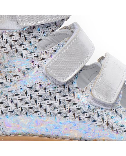 Ортопедичні босоніжки для дівчаток Theo Leo срібного кольору, Колір: срібний принт, Розмір: 24, зображення 3