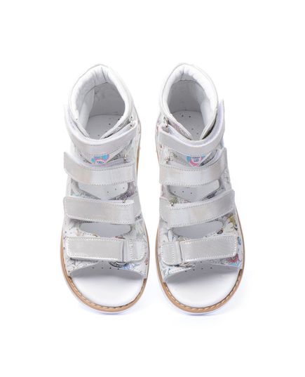 Ортопедичні босоніжки для дівчаток Theo Leo срібного кольору, Колір: срібний/квітковий принт, Розмір: 23, зображення 5