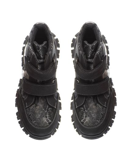 Черевики для дівчат Theo Leo сірого кольору, Колір: чорний/сіра змія, Розмір: 27, зображення 3