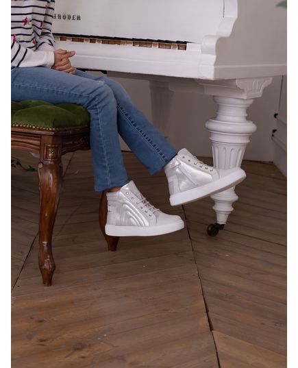 Ботинки для девочек Theo Leo белого цвета, Цвет: срібний, Размер: 27, изображение 4