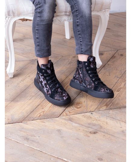 Ботинки для девочек Theo Leo разноцветные, Цвет: чорно-бордовий/камуфляж, Размер: 28, изображение 2