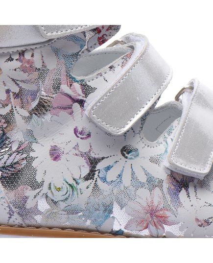 Ортопедичні босоніжки для дівчаток Theo Leo срібного кольору, Колір: срібний/квітковий принт, Розмір: 23, зображення 2