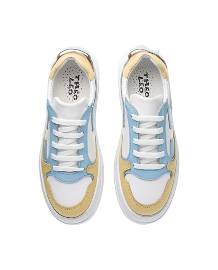 Кеди дитячі Theo Leo білого, блакитного та жовтого кольорів, Колір: білий/жовтий/блакитний, Розмір: 33, зображення 3