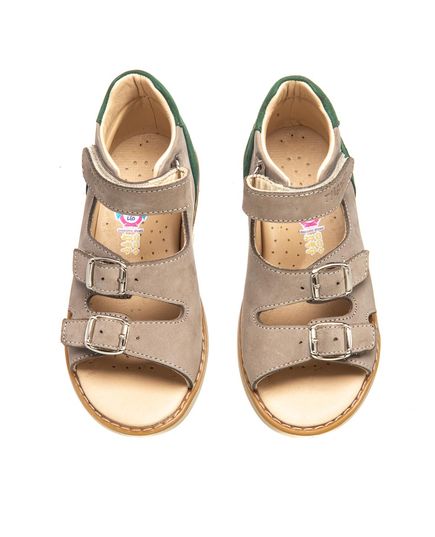 Босоніжки для хлопчиків Theo Leo бежевого і зеленого кольорів, Колір: сірий/зелений, Розмір: 22, зображення 3