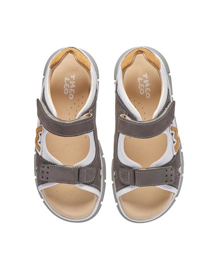 Босоножки для мальчиков Theo Leo белого и серого цветов, Цвет: сірий/білий, Размер: 37, изображение 2