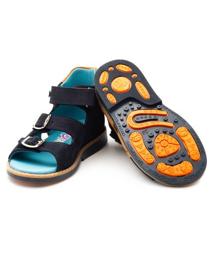 Босоножки для мальчиков Theo Leo синего цвета, Цвет: синій/рудий, Размер: 21, изображение 2