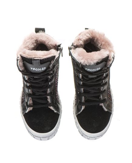 Зимние ботинки для девочек Theo Leo черного цвета, Цвет: чорний/бордовий, Размер: 30, изображение 4