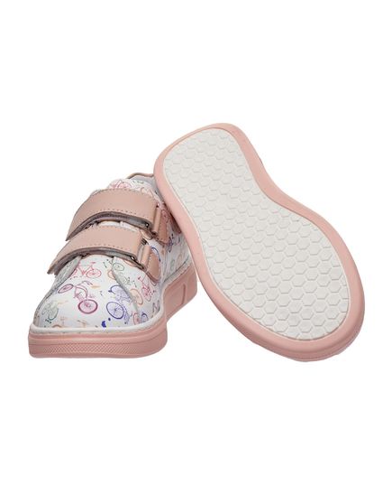 Кеди для дівчаток Theo Leo біло-рожевого кольору, Колір: білий/рожевий/прінт велосипеди, Розмір: 27, зображення 2
