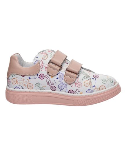 Кеди для дівчаток Theo Leo біло-рожевого кольору, Колір: білий/рожевий/прінт велосипеди, Розмір: 27, зображення 4