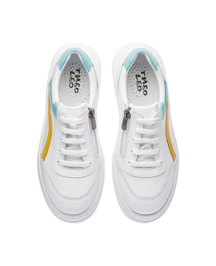 Кеди дитячі Theo Leo білого кольору, Колір: білий/жовтий/зелений, Розмір: 33, зображення 3