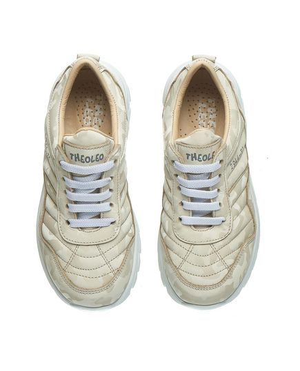 Кросівки для дівчаток Theo Leo бежевого кольору, Колір: бежевий камуфляж, Розмір: 27, зображення 3