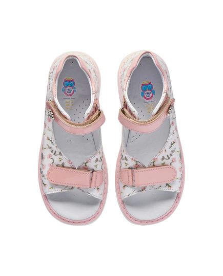 Босоніжки для дівчаток Theo Leo біло-рожевого кольору, Колір: білий/рожевий принт, Розмір: 30, зображення 2