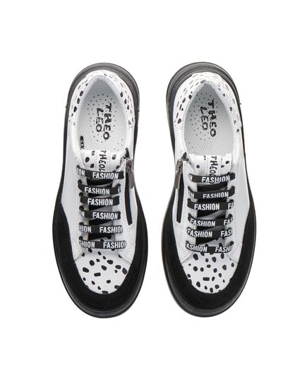 Кеди для дівчаток  Theo Leo біло-чорні, Колір: білий/прінт леопард, Розмір: 34, зображення 3