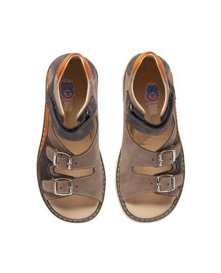 Босоніжки для хлопчиків Theo Leo різнокольорові, Колір: сірий/помаранчевий, Розмір: 26, зображення 3