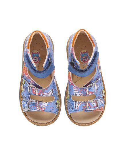 Босоніжки для хлопчика Theo Leo блакитного кольору, Колір: синій/принт футбол, Розмір: 21, зображення 3