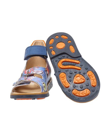 Босоніжки для хлопчика Theo Leo блакитного кольору, Колір: синій/принт футбол, Розмір: 21, зображення 4