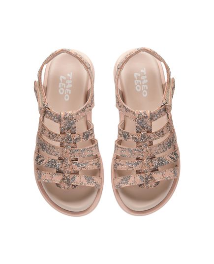 Босоніжки для дівчаток Theo Leo бежевого кольору, Колір: пудра/принт, Розмір: 38, зображення 4