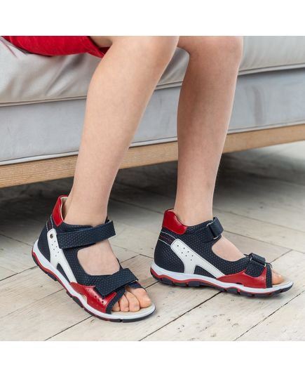 Босоніжки для хлопчиків Theo Leo різнокольорові, Колір: т.синій/білий/червоний, Розмір: 24, зображення 2