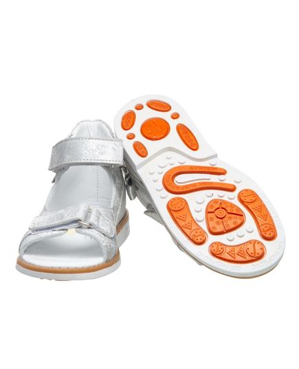 Босоніжки для дівчинки Theo Leo білого кольору, Колір: срібний, Розмір: 27, зображення 2