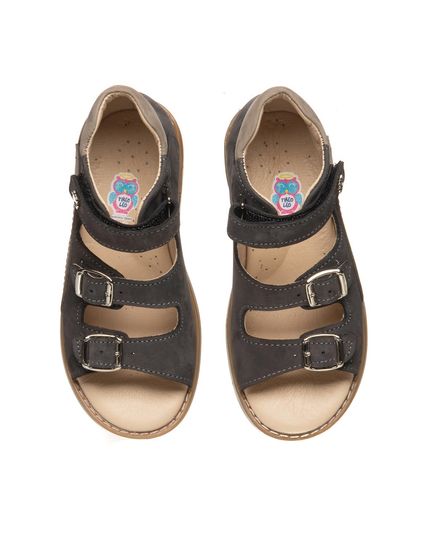 Босоножки для мальчиков Theo Leo темно-серого цвета, Цвет: т.сірий/сірий, Размер: 24, изображение 2