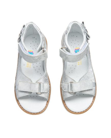 Босоніжки для дівчинки Theo Leo білого кольору, Колір: срібний, Розмір: 27, зображення 3