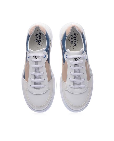 Кеди дитячі Theo Leo білого, синього та бежевого кольорів, Колір: білий/синій/бежевий, Розмір: 31, зображення 2