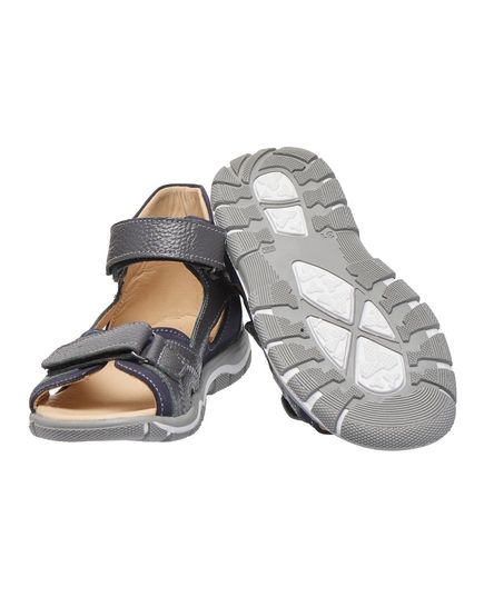 Босоніжки для хлопчиків Theo Leo синього і сірого кольорів, Колір: сірий/т.сірий, Розмір: 28, зображення 2