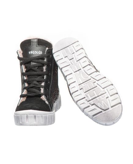 Зимние ботинки для девочек Theo Leo черного цвета, Цвет: чорний/бордовий, Размер: 30, изображение 2