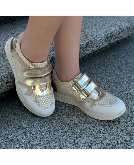 Кросівки для дівчаток Theo Leo золотого кольору, Колір: золотий/бежевий, Розмір: 28, зображення 5