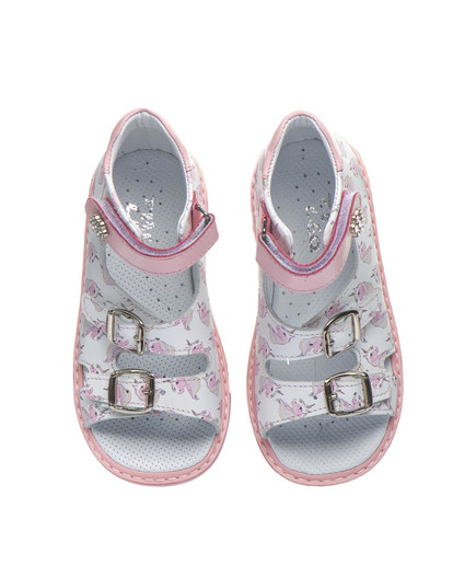 Босоніжки для дівчаток Theo Leo білого та рожевого кольорів (LEO-S687 WH-UNI), Колір: білий/рожевий, Розмір: 22, зображення 2