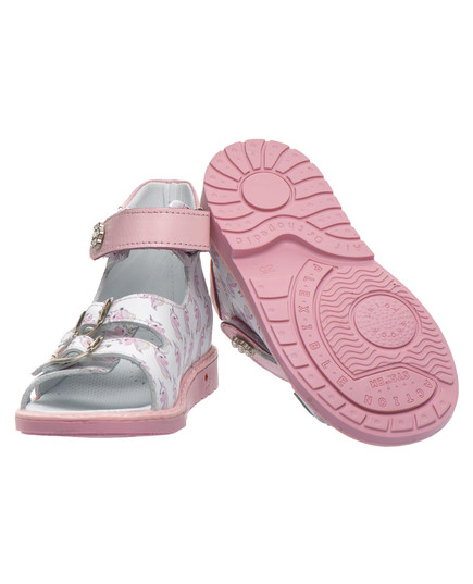 Босоніжки для дівчаток Theo Leo білого та рожевого кольорів (LEO-S687 WH-UNI), Колір: білий/рожевий, Розмір: 22, зображення 4