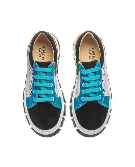 Кеди для дівчаток Theo Leo мікс кольорів (LEO-3402 BL-DOT), Колір: чорний/принт леопард, Розмір: 38, зображення 3