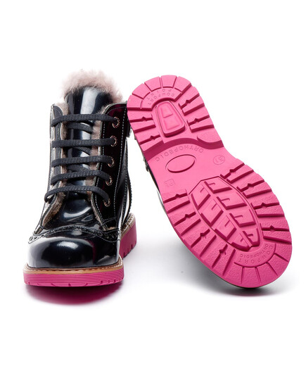 Зимові лаковані черевики для дівчаток Theo Leo темно-синього кольору, Колір: т.синій/рожевий, Розмір: 29, зображення 4