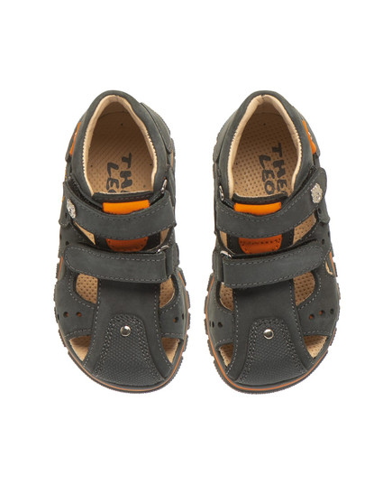 Босоніжки для хлопчиків Theo Leo графітового кольору (LEO-T007 SM), Колір: графітовий/помаранчевий, Розмір: 27, зображення 2