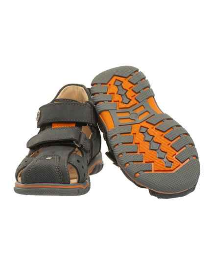 Босоніжки для хлопчиків Theo Leo графітового кольору (LEO-T007 SM), Колір: графітовий/помаранчевий, Розмір: 27, зображення 3