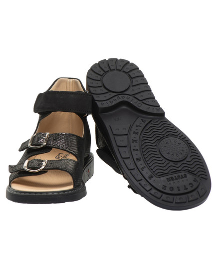 Босоніжки для дівчаток Theo Leo чорного кольору (LEO-S687 ANT), Колір: антрацит, Розмір: 35, зображення 4