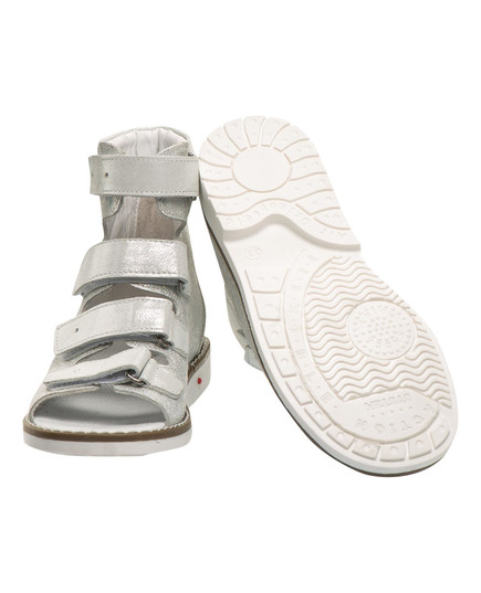 Ортопедичні босоніжки для дівчаток Theo Leo срібного кольору (LEO-2213 WH-SIL), Колір: білий/срібний, Розмір: 27, зображення 2