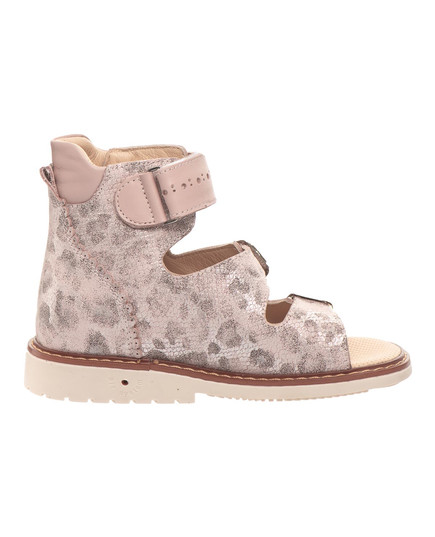 Ортопедические босоножки для девочек Theo Leo пудрового цвета, Цвет: пудра/принт леопард, Размер: 29, изображение 4