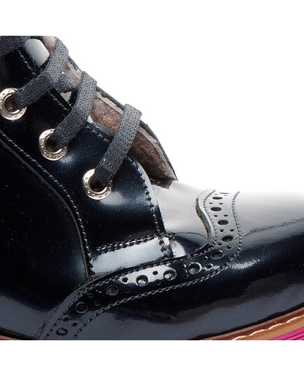 Зимові лаковані черевики для дівчаток Theo Leo темно-синього кольору, Колір: т.синій/рожевий, Розмір: 29, зображення 3